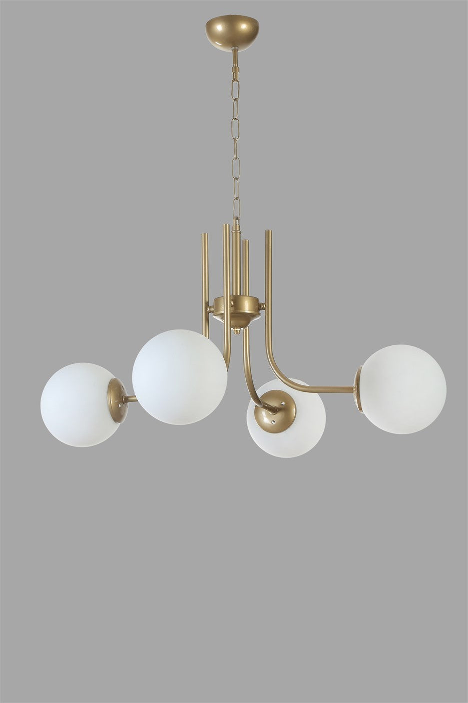 Candeeiro de Teto – 65 cm – Branco e Dourado – Metal e Vidro