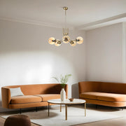 Candeeiro de Teto – 65 cm – Âmbar e Ouro – Metal e vidro