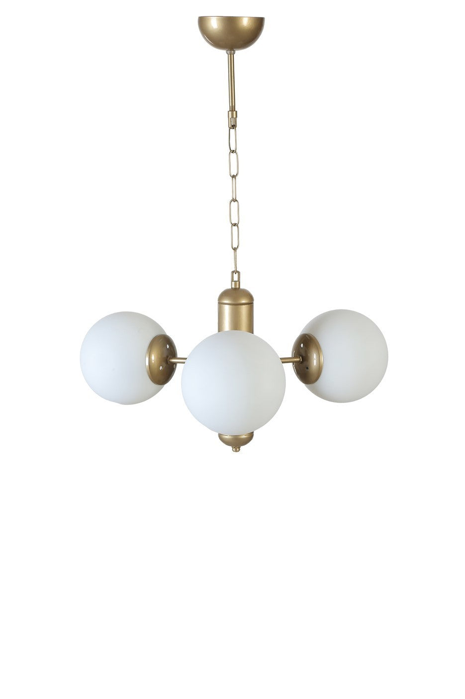 Candeeiro de Teto – 40 cm diâmetro – Branco e Dourado – Metal e Vidro