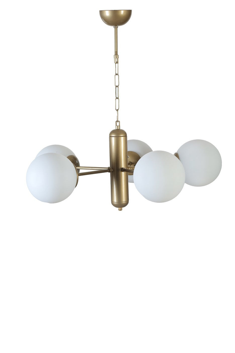 Candeeiro de Teto – 45 cm – Branco e Dourado – Metálico e Vidro