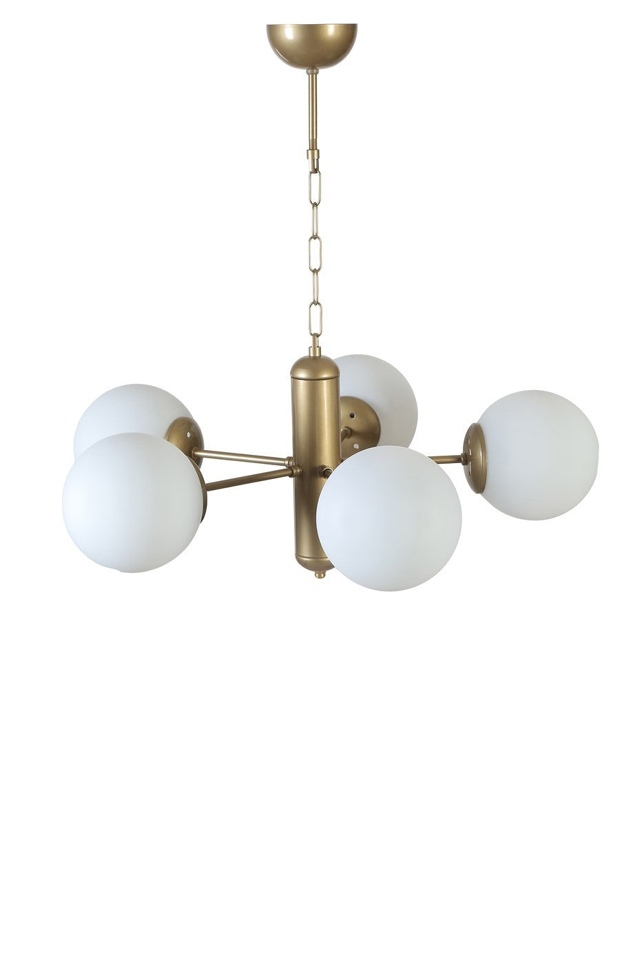 Candeeiro de Teto – 45 cm – Branco e Dourado – Metálico e Vidro