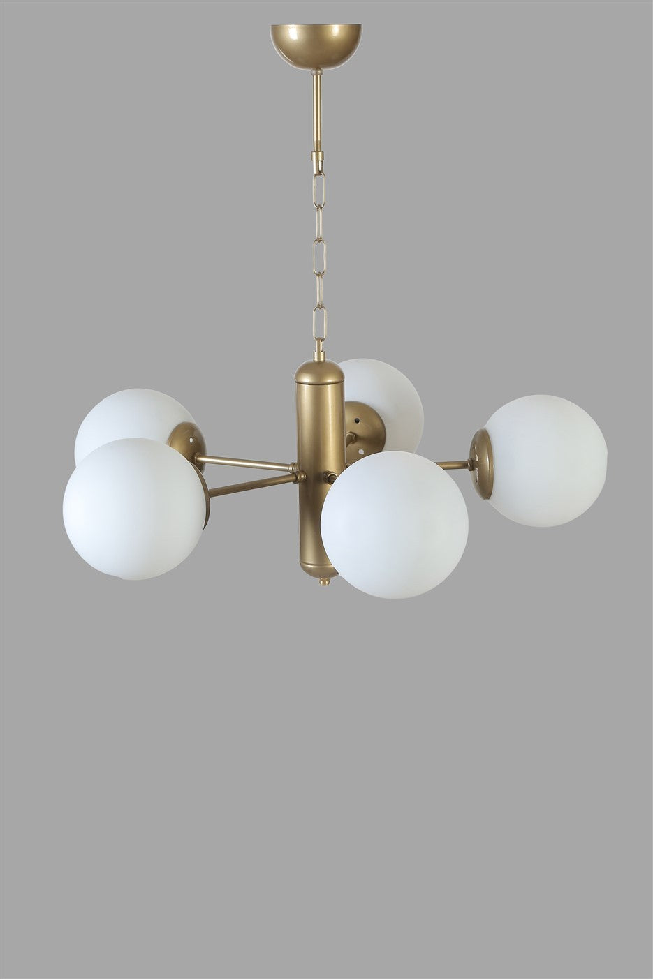 Candeeiro de Teto – 45 cm – Branco e Dourado – Metálico e Vidro