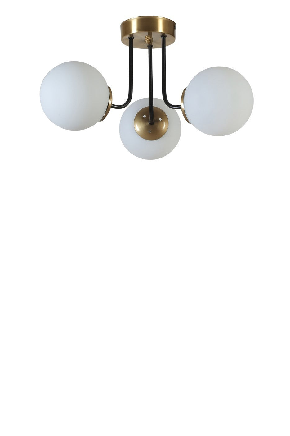 Candeeiro de Teto – 40 cm – Branco e Dourado – Metal e Vidro