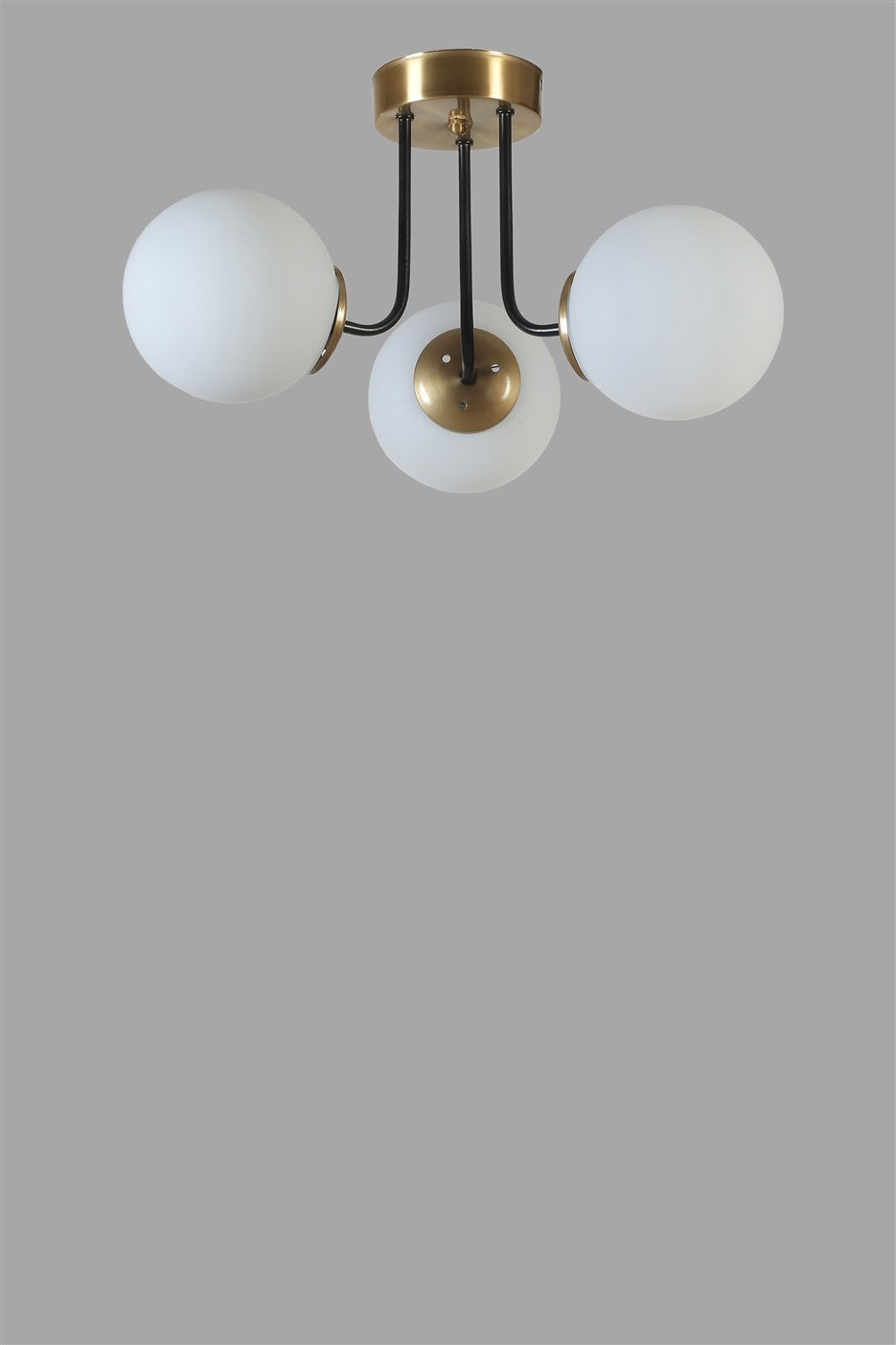 Candeeiro de Teto – 40 cm – Branco e Dourado – Metal e Vidro