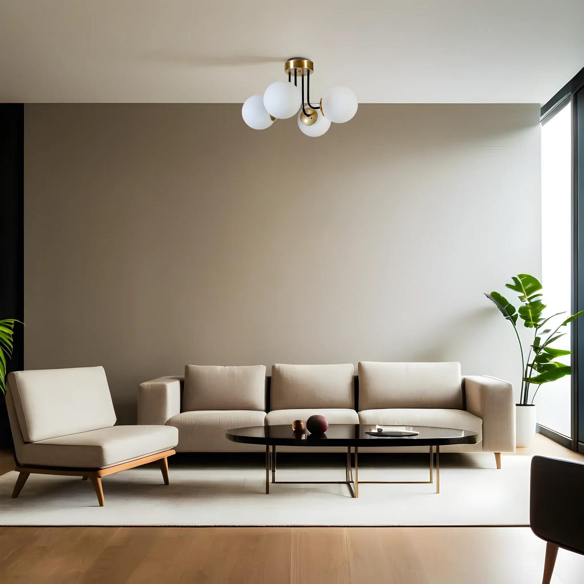 Candeeiro de Teto – 40 cm – Branco e Dourado – Metal e Vidro