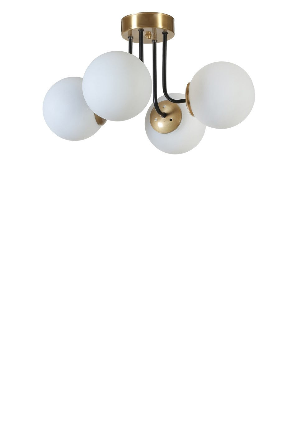 Candeeiro de Teto – 40 cm – Branco e Dourado – Metal e Vidro