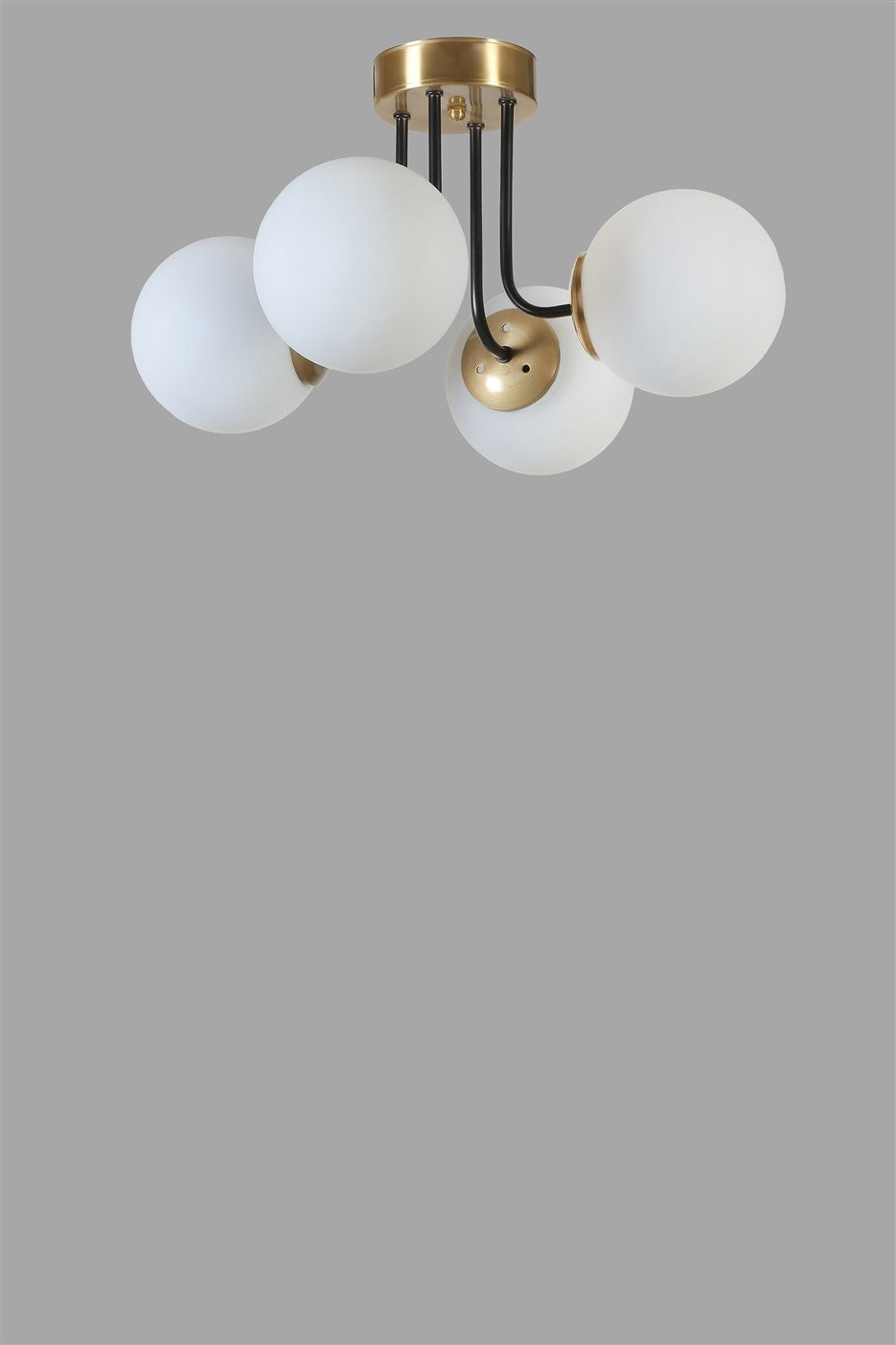 Candeeiro de Teto – 40 cm – Branco e Dourado – Metal e Vidro