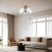 Candeeiro de Teto – 45 cm de diâmetro – Branco e Dourado – Metal