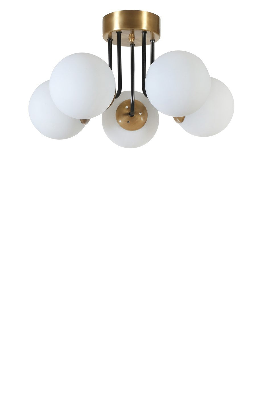 Candeeiro de Teto – 45 cm de diâmetro – Branco e Dourado – Metal