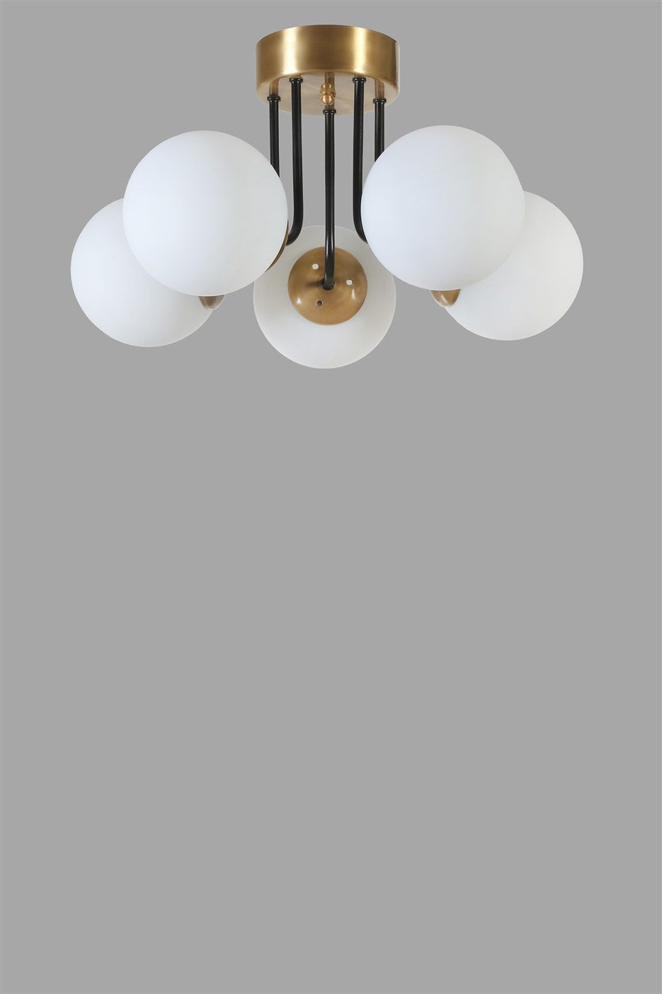 Candeeiro de Teto – 45 cm de diâmetro – Branco e Dourado – Metal