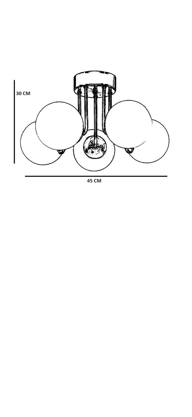 Candeeiro de Teto – 45 cm de diâmetro – Branco e Dourado – Metal