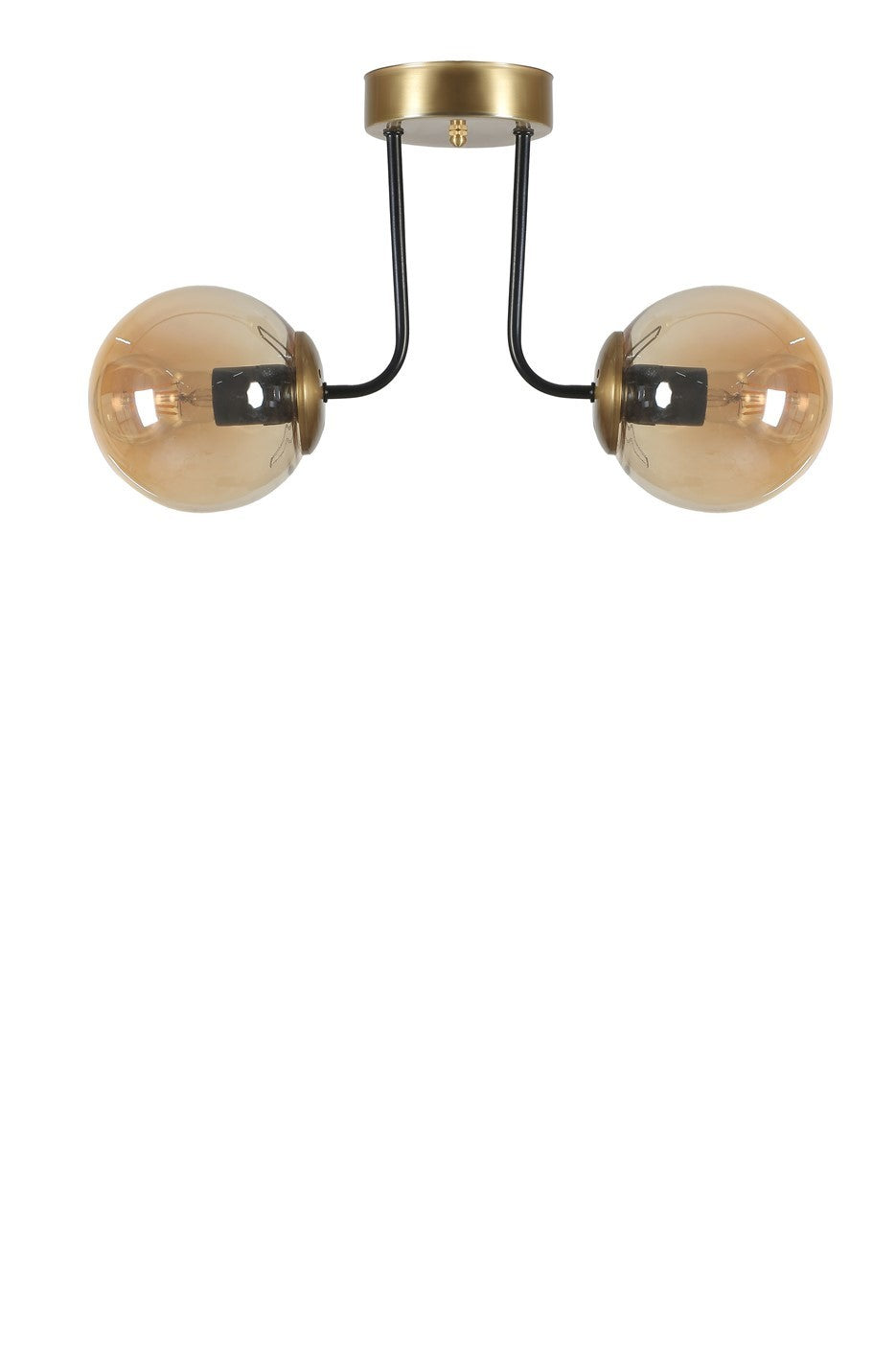 Candeeiro de Teto – 40 cm – Âmbar e Ouro – Metal