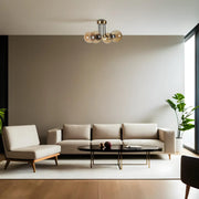 Candeeiro de Teto – 40 cm – Âmbar, Dourado, Preto – Metal e Vidro