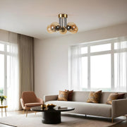 Candeeiro de Teto – 45 cm – Âmbar, Dourado e Preto – Metal