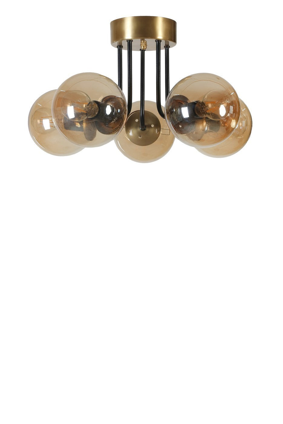 Candeeiro de Teto – 45 cm – Âmbar, Dourado e Preto – Metal