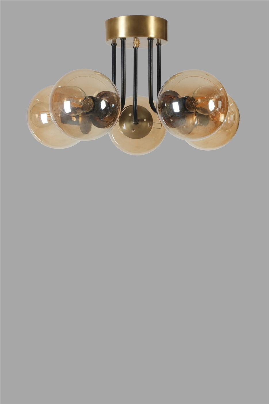 Candeeiro de Teto – 45 cm – Âmbar, Dourado e Preto – Metal