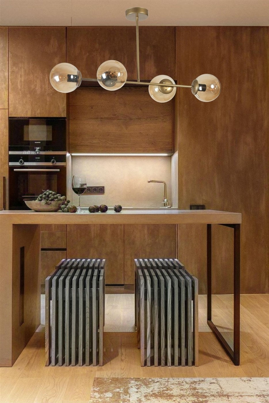 Candeeiro de Teto – 90 cm – Âmbar, Dourado, Preto – Metal