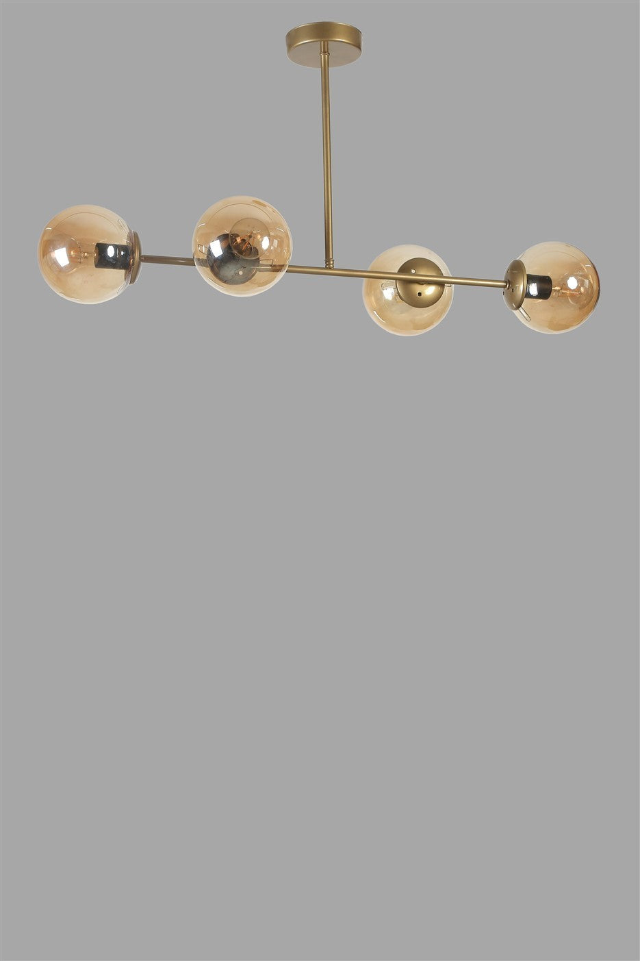 Candeeiro de Teto – 90 cm – Âmbar, Dourado, Preto – Metal