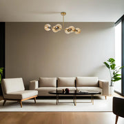 Candeeiro de Teto em Metal – 90 cm de Comprimento – Âmbar e Dourado