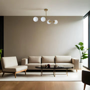 Candeeiro de Teto – 90 cm – Dourado e Branco – Metal e Vidro