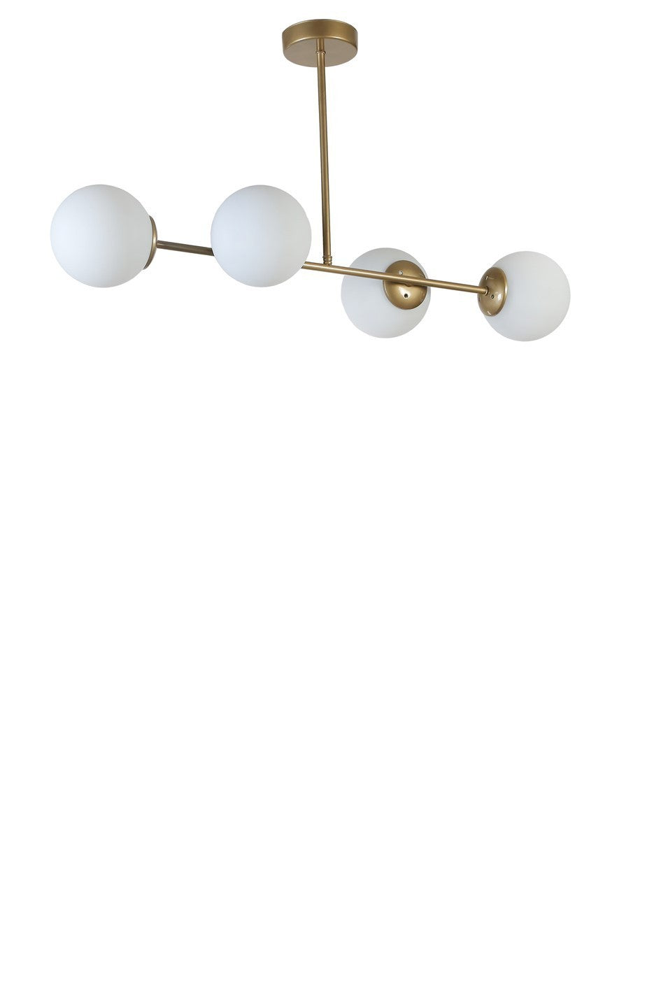 Candeeiro de Teto – 90 cm – Dourado e Branco – Metal e Vidro