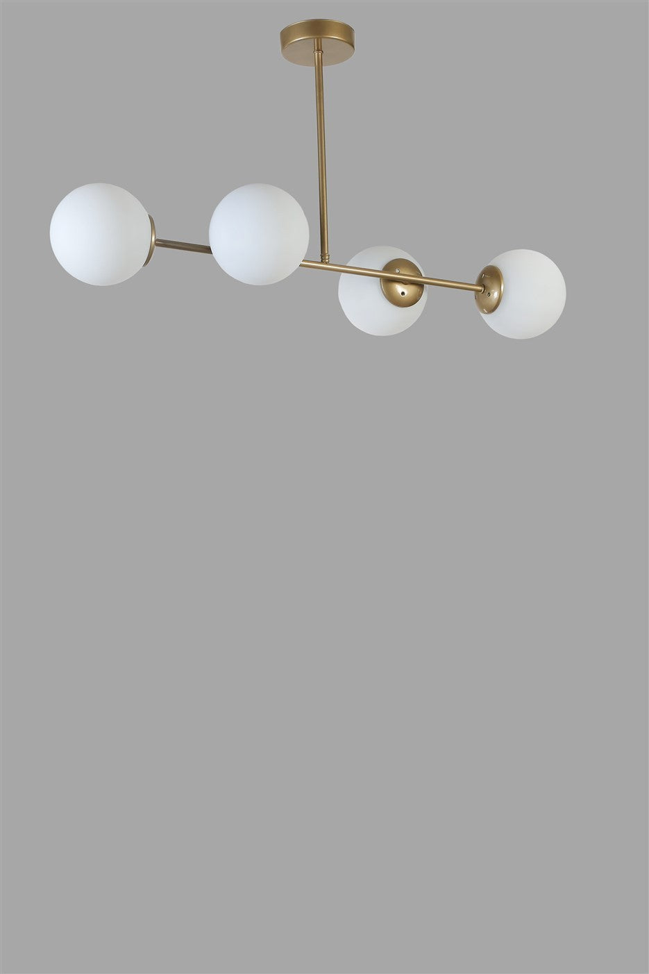 Candeeiro de Teto – 90 cm – Dourado e Branco – Metal e Vidro