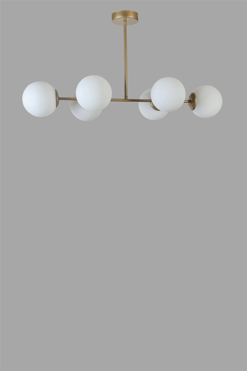 Candeeiro de Teto - 90 cm - Dourado e Branco - Metal e Vidro