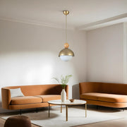 Candeeiro de Teto – 70 cm – Dourado e Branco – Metal