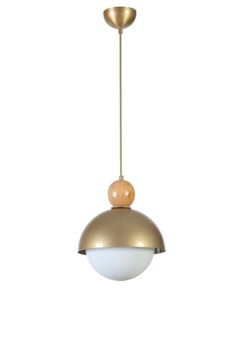 Candeeiro de Teto – 70 cm – Dourado e Branco – Metal
