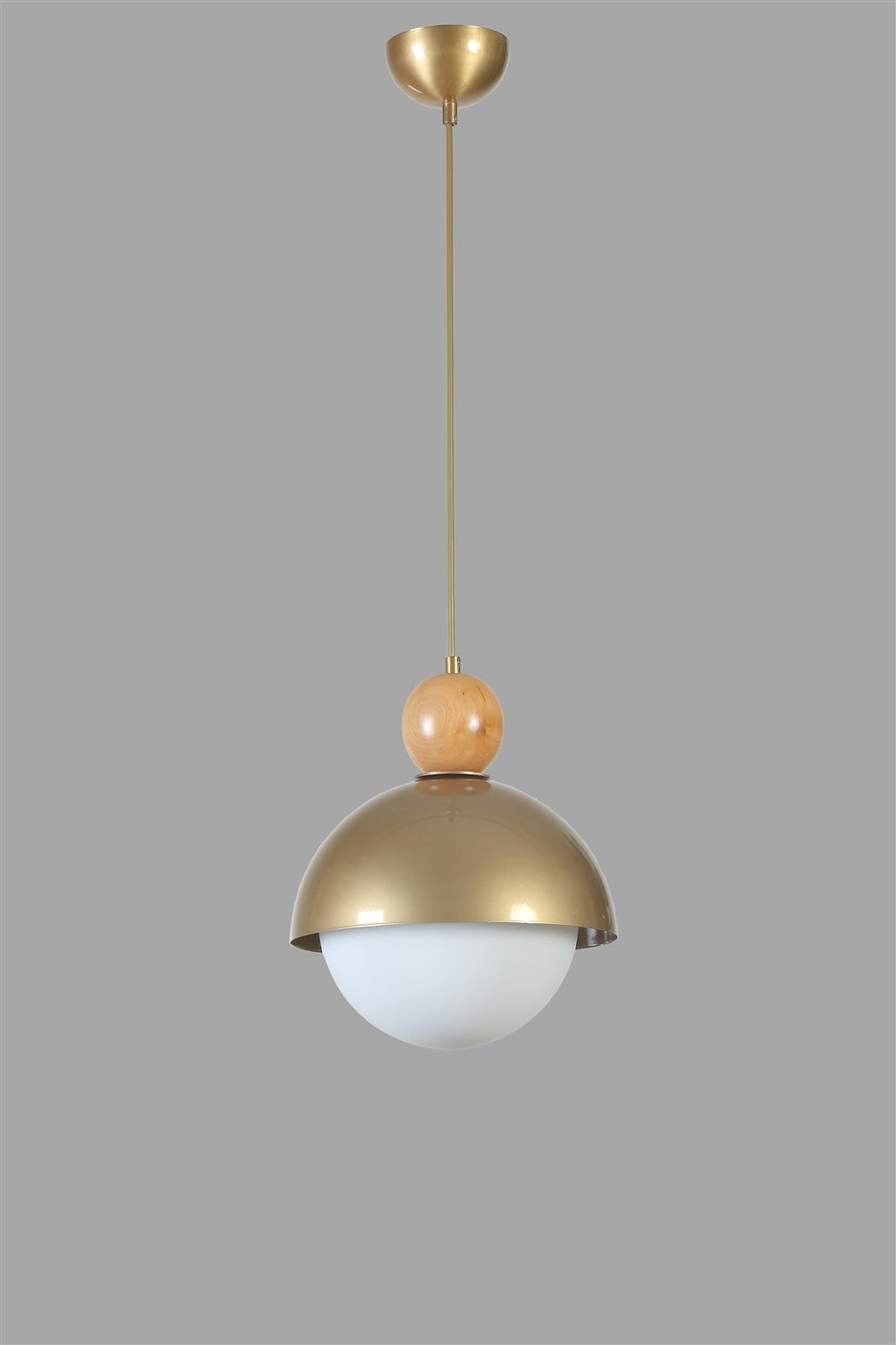 Candeeiro de Teto – 70 cm – Dourado e Branco – Metal