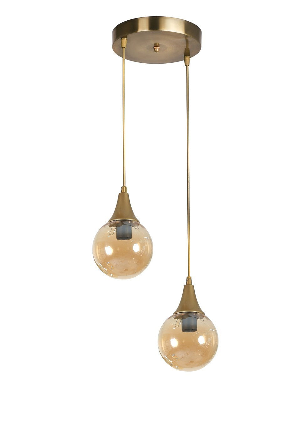 Candeeiro de Teto – 25 cm – Âmbar e Ouro – Metal e Vidro