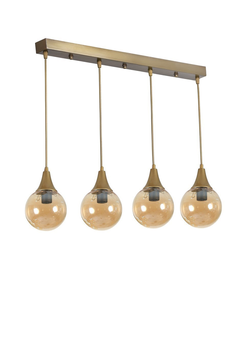 Candeeiro de Teto – 15 cm diâmetro – Âmbar e Ouro – Metal e Vidro