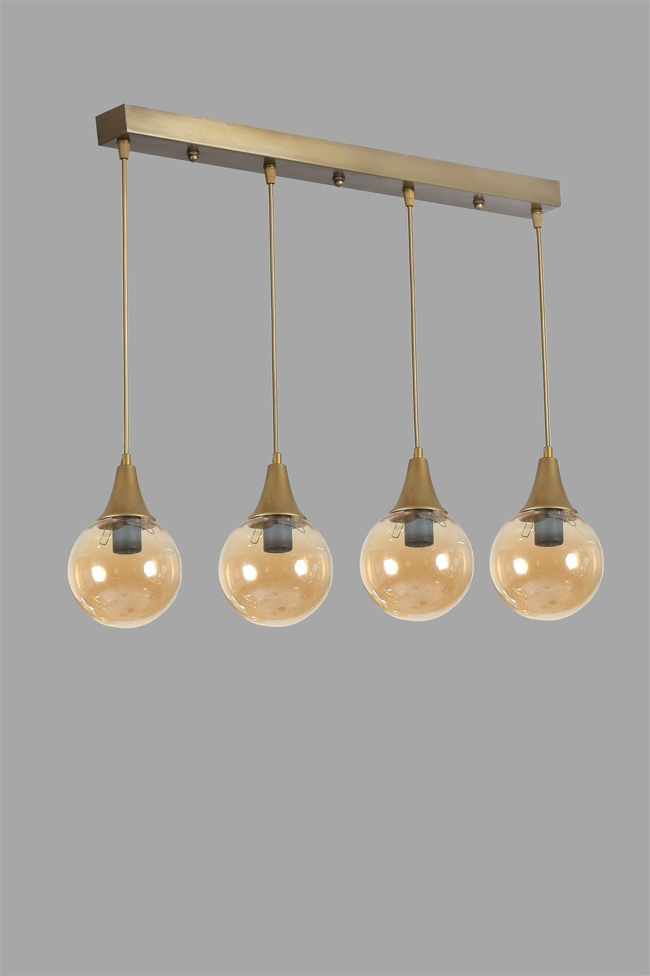 Candeeiro de Teto – 15 cm diâmetro – Âmbar e Ouro – Metal e Vidro