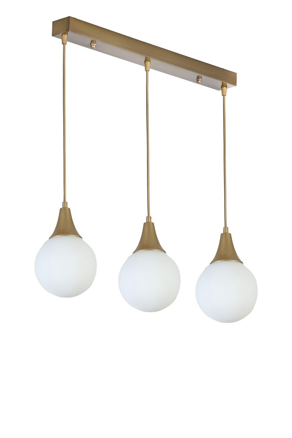 Candeeiro de Teto – 70 cm – Branco e Dourado – Metal e vidro