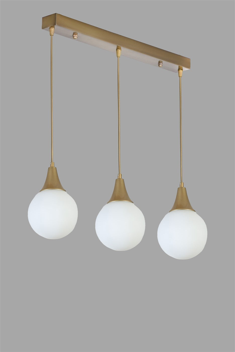 Candeeiro de Teto – 70 cm – Branco e Dourado – Metal e vidro