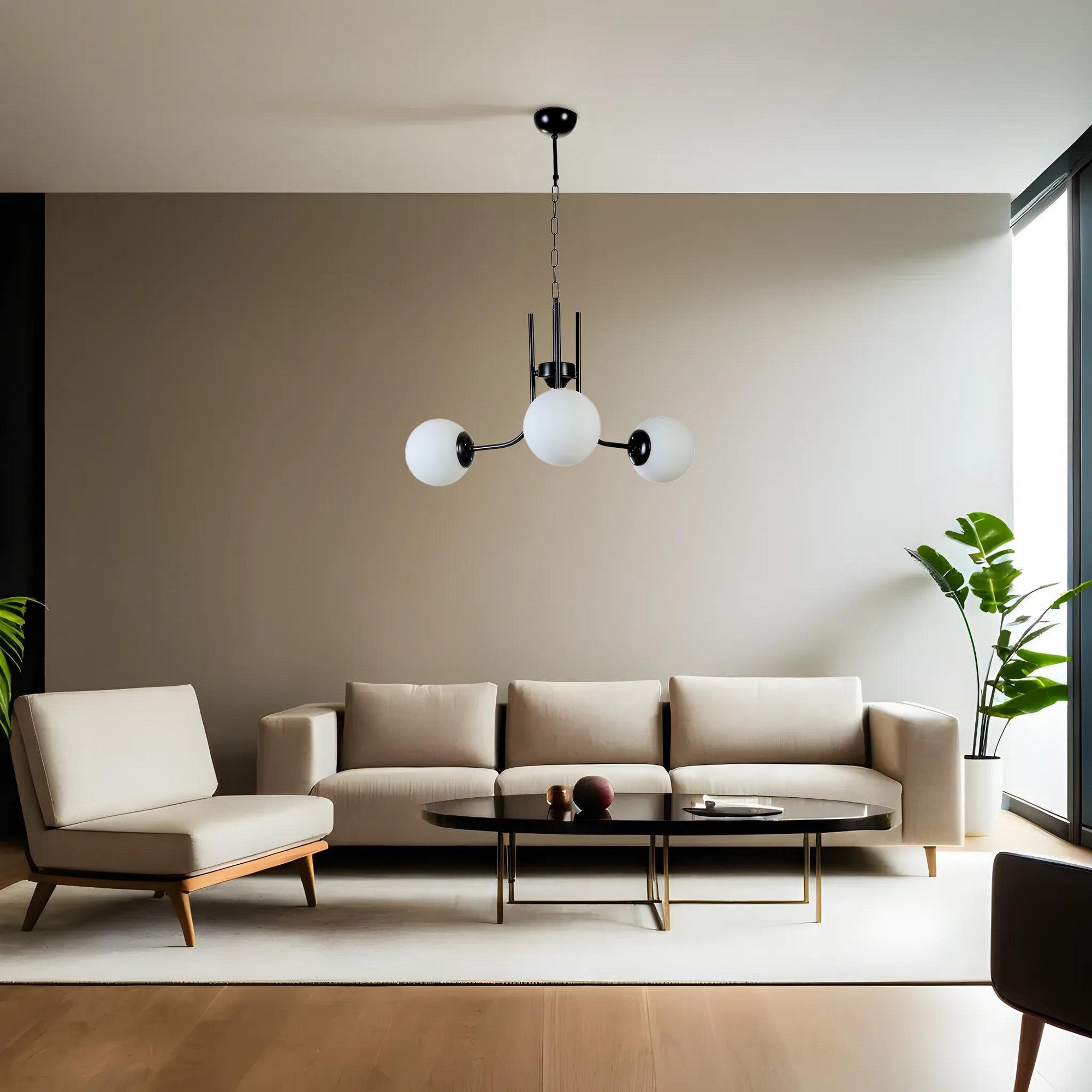 Candeeiro de Teto – 65 cm – Preto e Branco – Metal