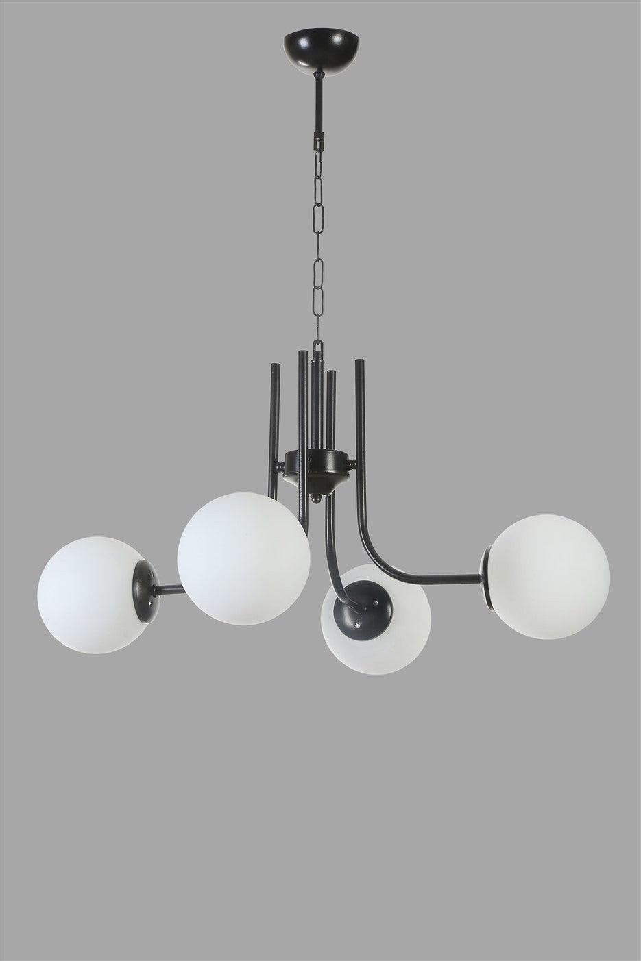 Candeeiro de Teto – 65 cm – Preto e Branco – Corpo Metálico