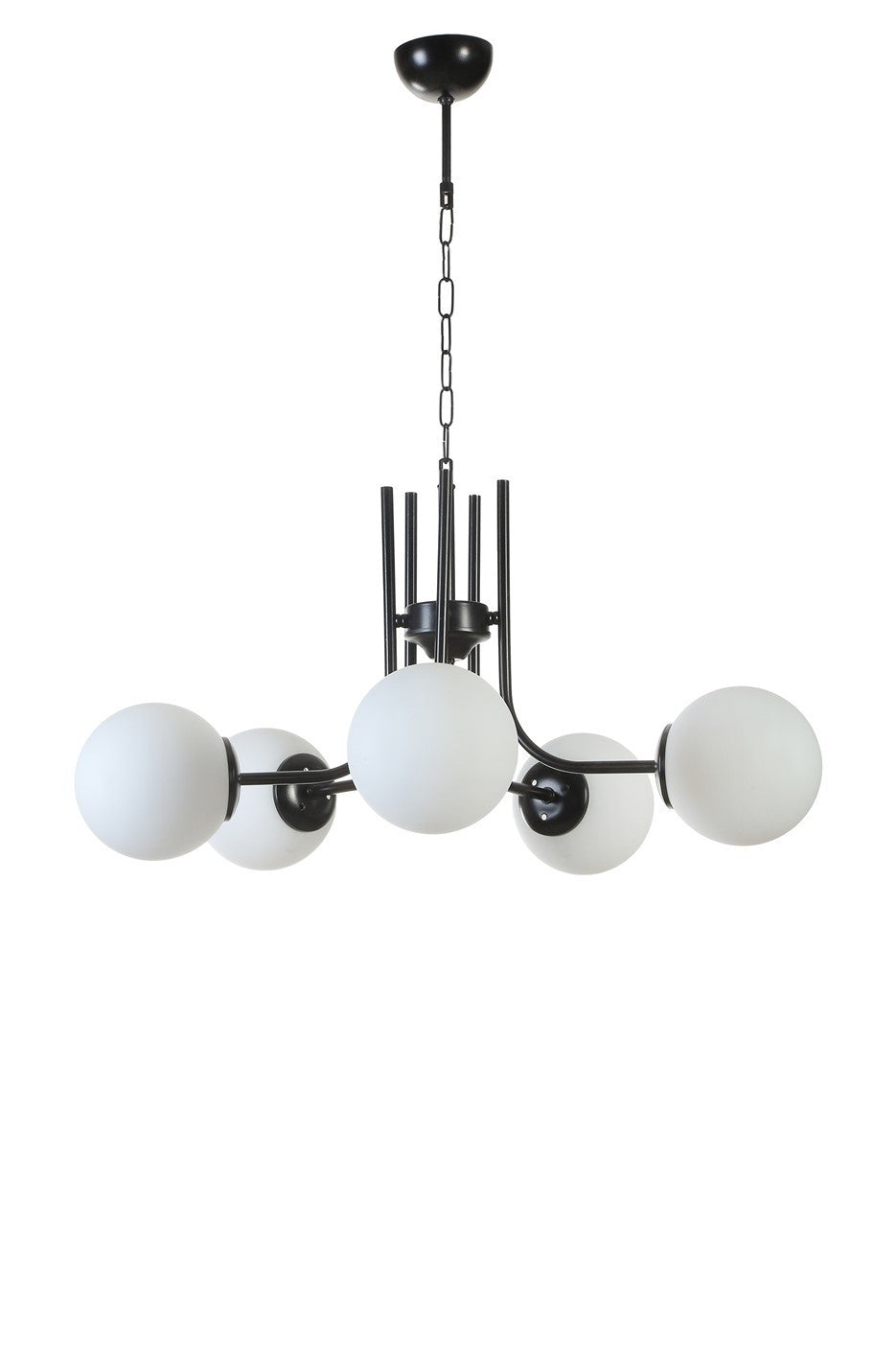 Candeeiro de Teto – 65 cm diâmetro – Preto e Branco – Metal e Vidro