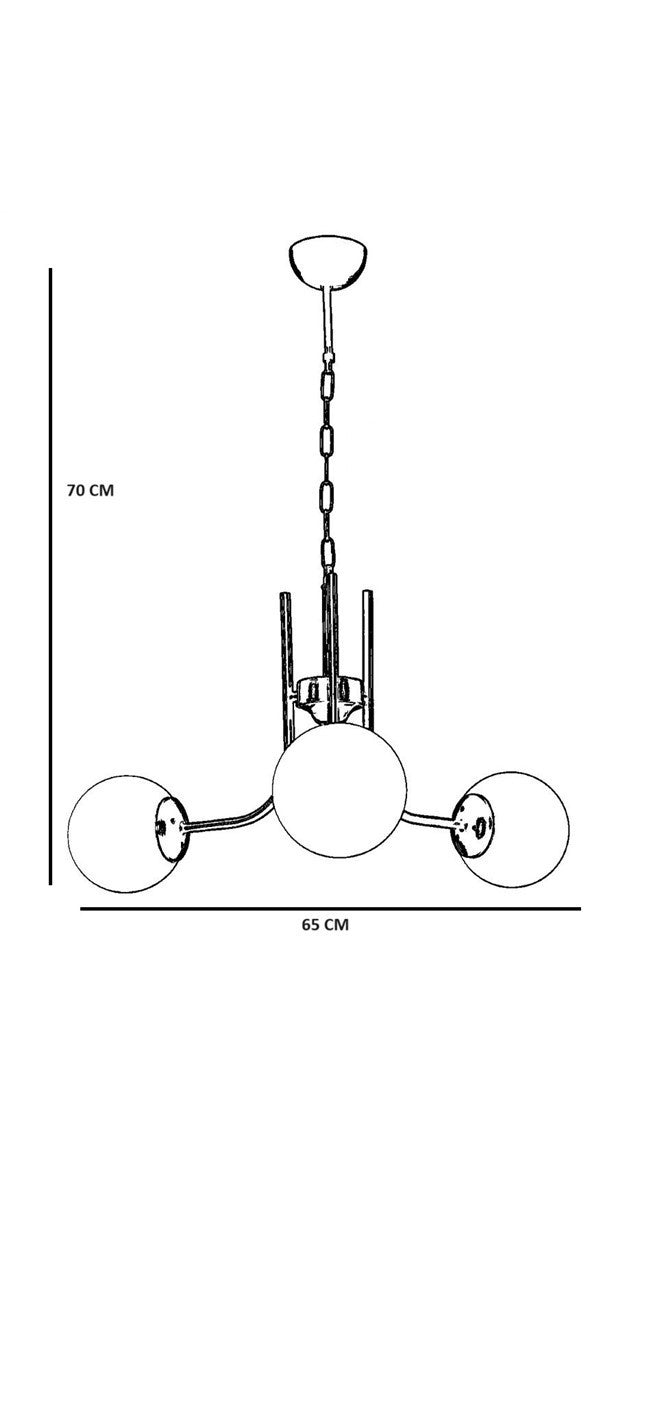 Candeeiro de Teto – 65 cm – Preto e Fumê – Metal e Vidro
