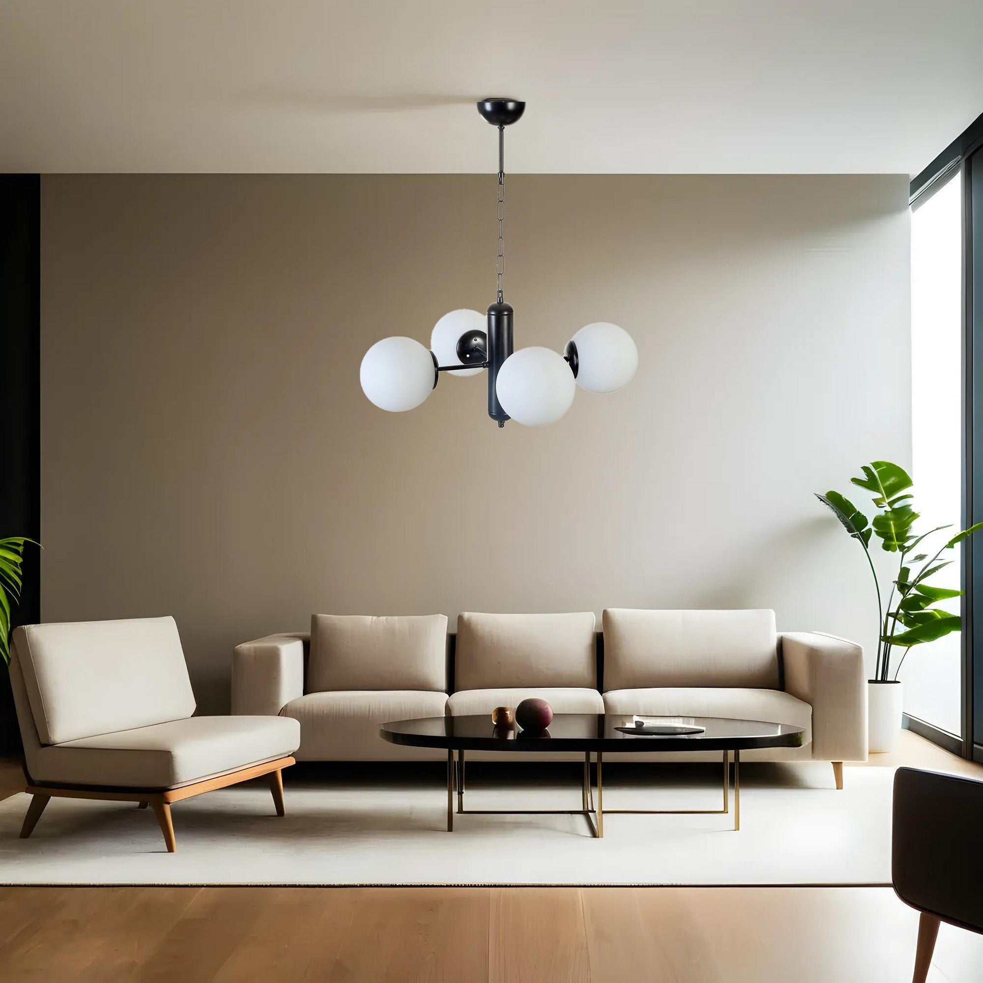 Candeeiro de Teto – 45 cm – Preto e Branco – Metálico