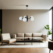 Candeeiro de Teto – 45 cm – Preto e Branco – Metal e Vidro