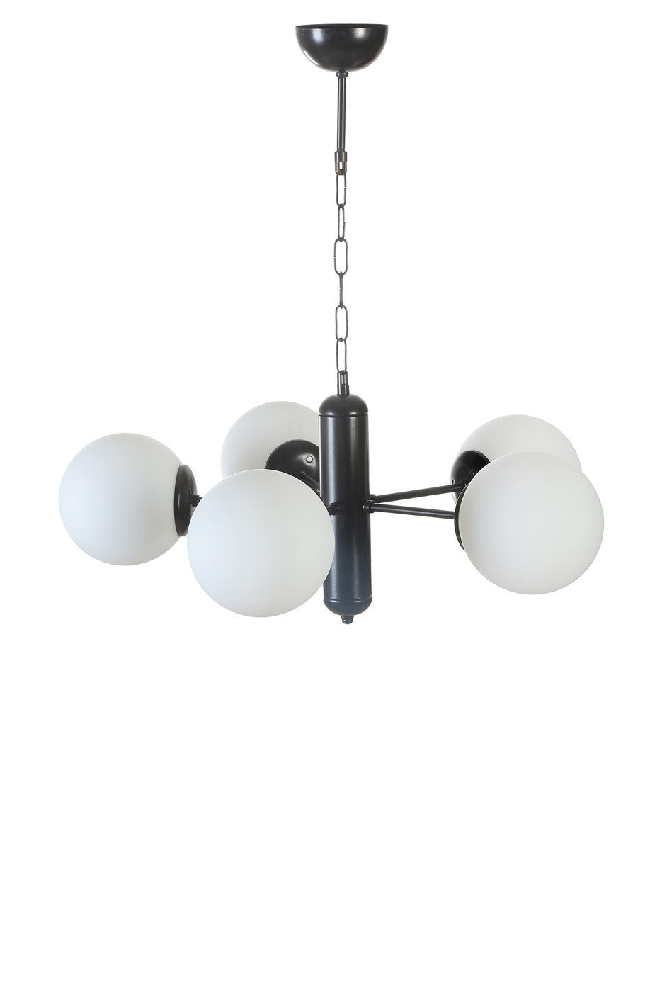 Candeeiro de Teto – 45 cm – Preto e Branco – Metal e Vidro