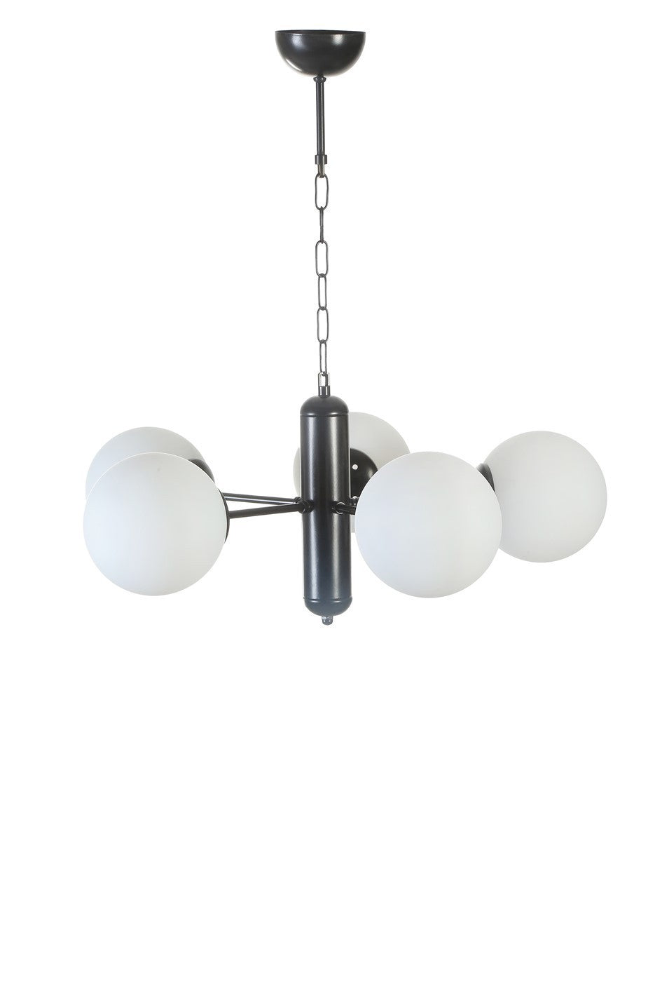 Candeeiro de Teto – 45 cm – Preto e Branco – Metal e Vidro