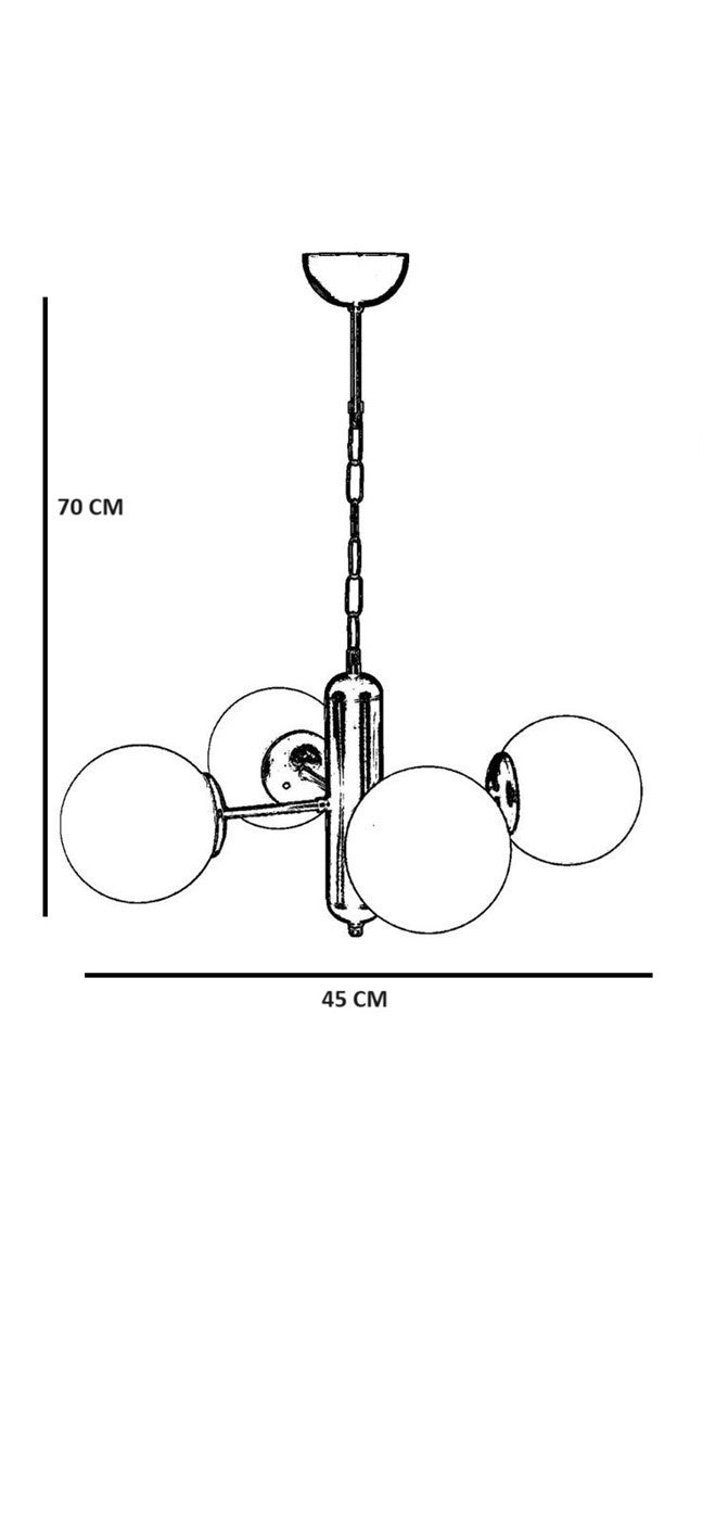 Candeeiro de Teto – 70 cm – Preto e Fumo – Metal e Vidro