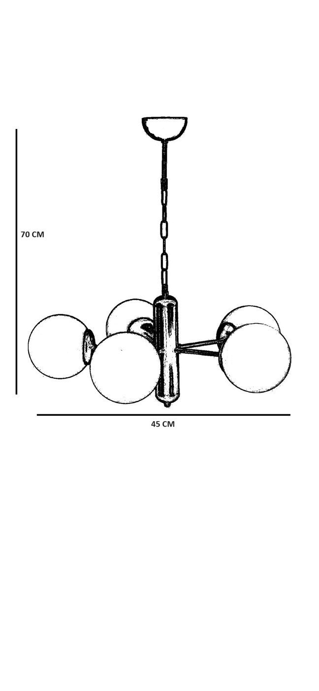 Candeeiro de Teto – 70 cm – Preto e Fumo – Metal e Vidro