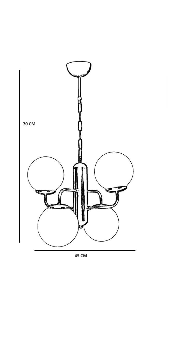 Candeeiro de Teto – 70 cm a 35 cm de altura – Preto e Fumaça – Metal e Vidro