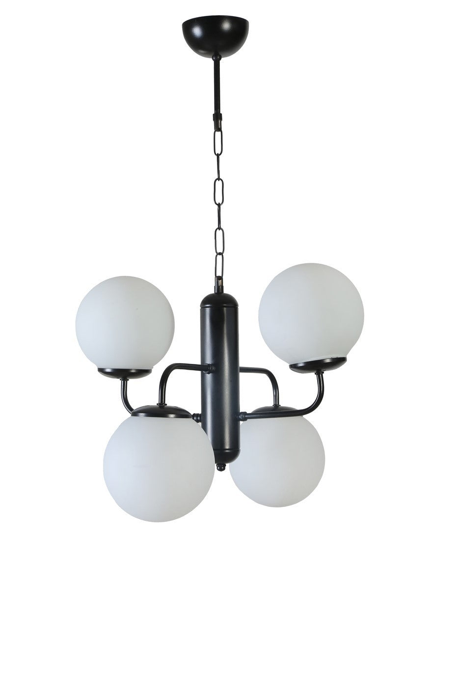 Candeeiro de Teto – 45 cm – Preto e Branco – Metal e vidro