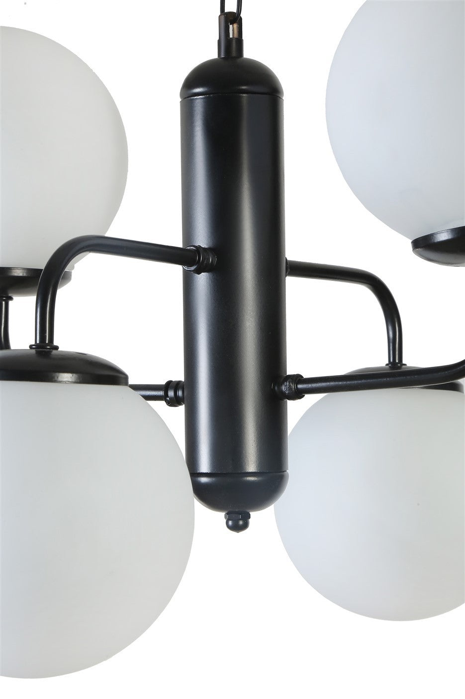 Candeeiro de Teto – 45 cm – Preto e Branco – Metal e vidro