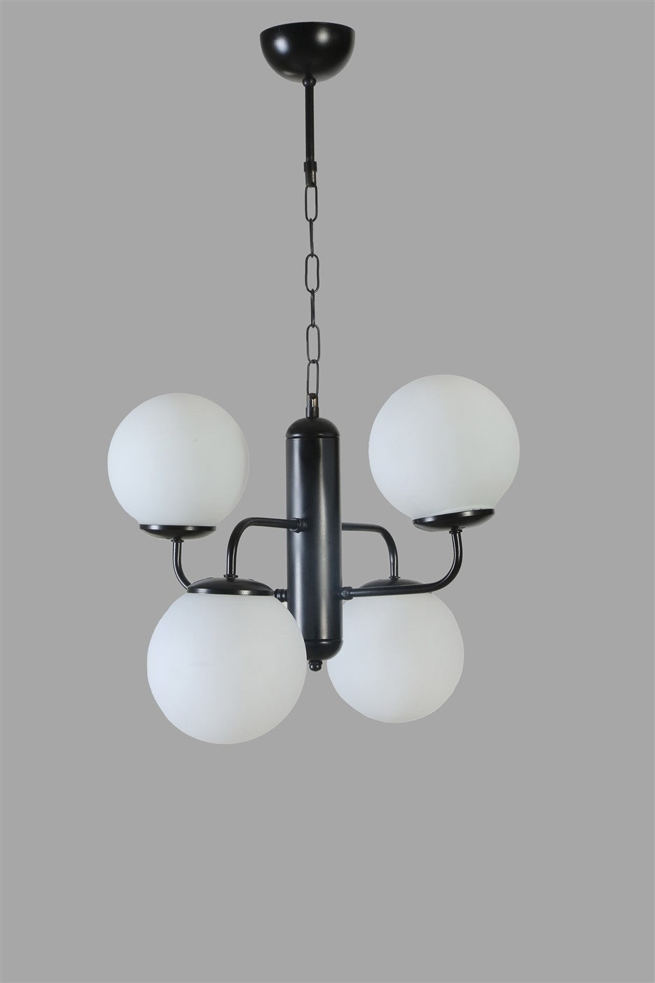 Candeeiro de Teto – 45 cm – Preto e Branco – Metal e vidro