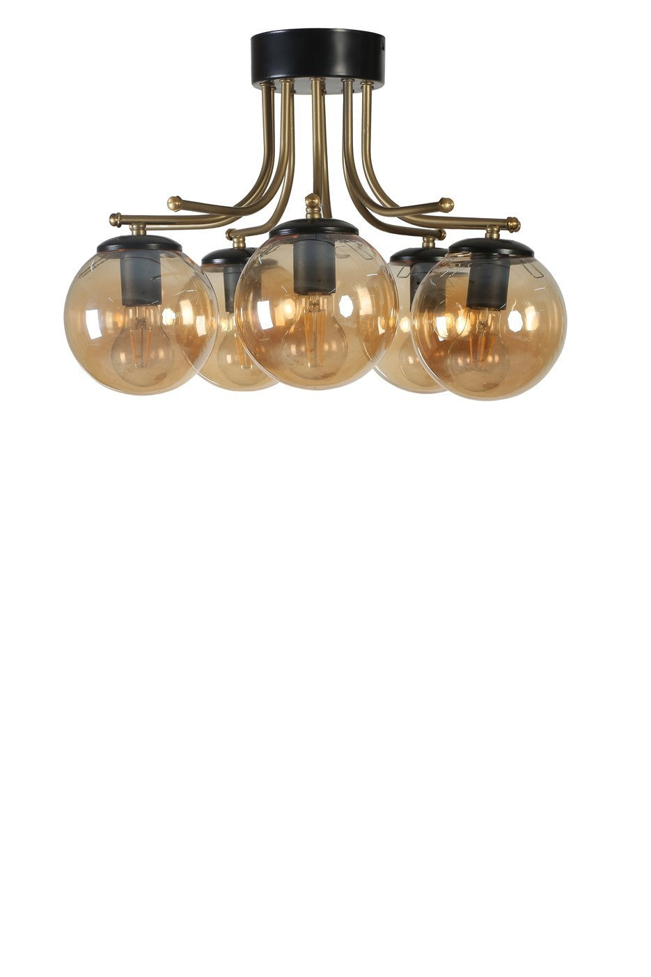 Candeeiro de Teto – 50 cm – Âmbar e Preto – Metal